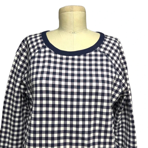 Draper James Natalie Sweatshirt in Navy Blue Gingham Size‎ Medium - Picture 3 of 9